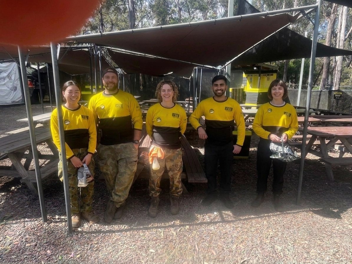 A smiling Delta Force marshal team ready for the day's games